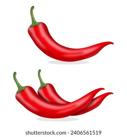 Red Chili pepper isolated on white background. realistic vector illustration
