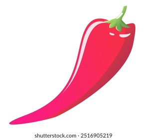 red chili pepper isolated on white background. Hot pepper vegetable vector element for emblem or logo