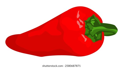 Red chili pepper isolated on white background. Single tasty chile pepper in Hand Drawn Cartoon style. Vector illustration.