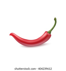 Red chili pepper isolated on white background. Chili pepper icon. Red hot chili pepper.  Vector illustration.