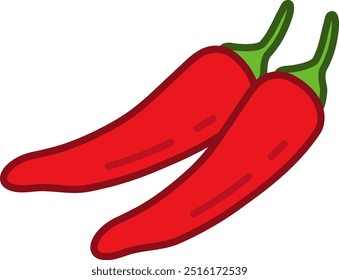 Red chili pepper isolated vector illustration.