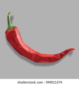 Red chili pepper isolated vector. Polygonal illustration.