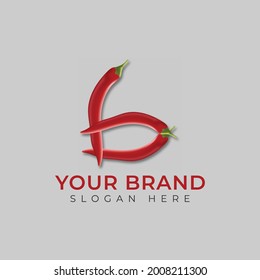 Red Chili Pepper Letter B Design Vector