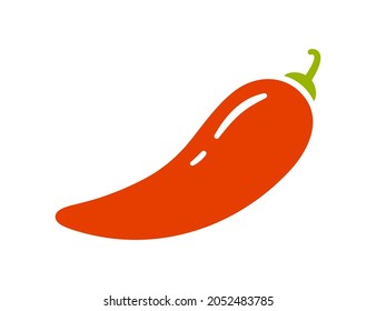 Red chili pepper. Chili level icon. Spice level mark - mild, spicy or hot. Vector illustration isolated on white background.