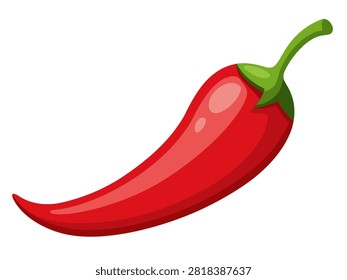 Red chili pepper lying on white studio background surface.
