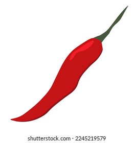 Red Chili pepper on white background. Vector icon. Isolated vector illustration.