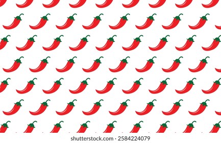 Red chili pepper seamless pattern on white background