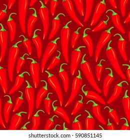 Red chili pepper. Seamless pattern. Vector illustration.