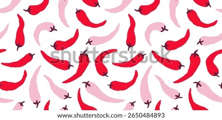 Red chili pepper seamless pattern vector illustration. Mexican hot jalapeno modern hand drawn doodle print.