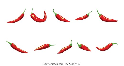 Red Chili Pepper Set Illustration