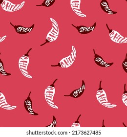 Red Chili Pepper Spicy Chillies Vector Graphic Seamless Pattern can be use for background and apparel design