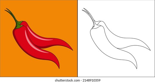 roter Chilischoten, geeignet für Kinderfärbelseiten, Vektorgrafik