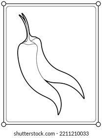 Red chili pepper suitable for children's coloring page vector illustration