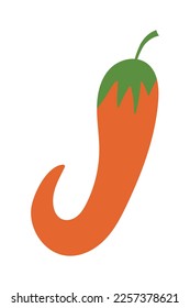 Red chili pepper vector doodle flat illustration isolated on white background