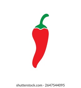 Vetor de pimenta vermelha com haste verde. Perfeito para comida apimentada, cozinha mexicana ou projetos culinários vibrantes.