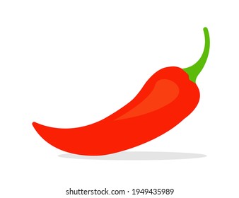 Red chili pepper vector icon isolated on white background. Spicy hot pepper vector symbol. Mexican food and sauce.