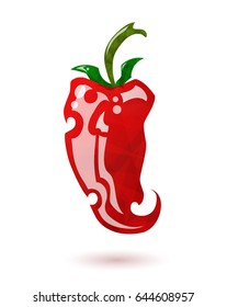 Red chili pepper vector icon isolated on white background