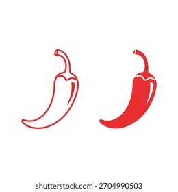 pimenta vermelha ícones de vetor, contorno e estilo sólido