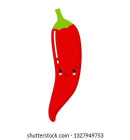 Red chili pepper vector illustration in flat style isolated on white background. Cartoon vegetables.