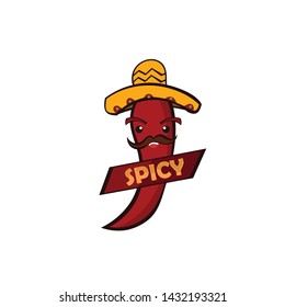 
Red chili pepper vector illustration spicy cartoon funny character.