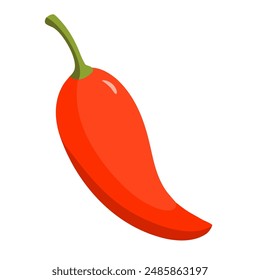 Red chili pepper vector illustration. Spicy hot pepper, front view