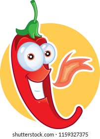 Red Chili Pepper Vector Mascot. Funny cartoon spicy paprika character design logo
