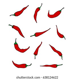 red chili pepper vector set