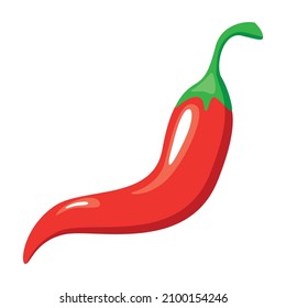 Red chili pepper vegetable on white background isolated icon. Vector illustration.