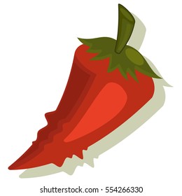 Red chili pepper vegetables. Cartoon vector icon isolated on white background.