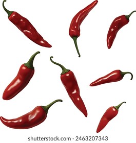 red chili pepper white background illustration