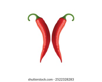 Red Chili Peppers 3D Realistic Vector Illustration. Red Chili Peppers 3D Realistic Vector Illustration - Spicy Hot Peppers Design for Food and Cuisine Art