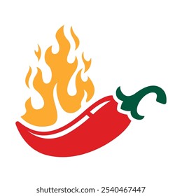 Red Chili Peppers with Fire Flames icon. Hot Chilli Taste Label. Hot Spicy icons. Logo Spicy level. Extra chilli badge. Hand drawn. Vector illustration.