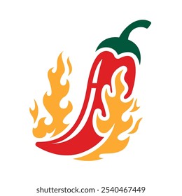 Red Chili Peppers with Fire Flames icon. Hot Chilli Taste Label. Hot Spicy icons. Logo Spicy level. Extra chilli badge. Hand drawn. Vector illustration.