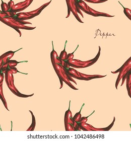 Red chili peppers seamless pattern.