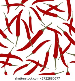 Red Chili Peppers Seamless Pattern Design Vector
