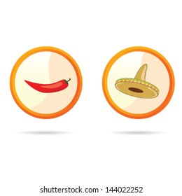 red chili peppers and sombrero vector illustration