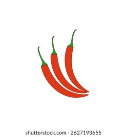Red chili peppers vector illustration on white background. Spices ingredients