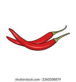 Red chili peppers. Vector isolated illustration. Cartoon mexican chili