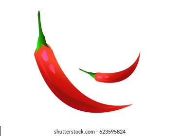 Red chili peppers in a white background.