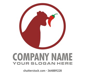 red chili rooster poultry image logo