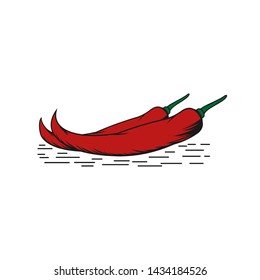Red chili, sauce vintage logo design