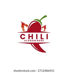 Plantilla de Vector de diseño de logotipo simple de chile rojo. Vector de diseño de logotipo picante caliente