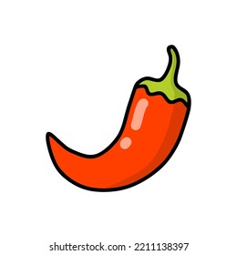 Red chili spicy pepper. Hot chili spice vector icon illustration isolated on white background