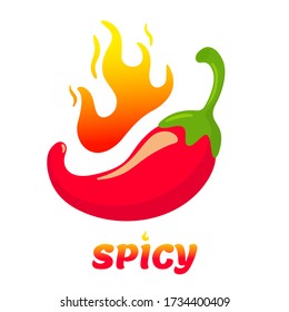 Red Chili Vector For cooking to be spicy in Mexican style Isolated on a white background.