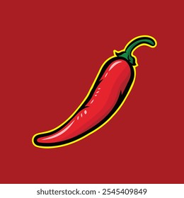 Red Chili Vector Image, Chilli Hot Pepper Clip Art Image, Spicy Vegetable Chilli Illustration, Spicy Chili Flavour Vector.