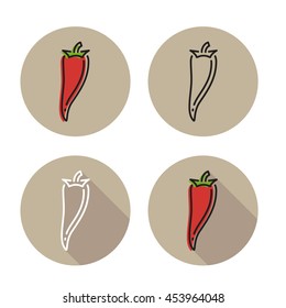 Red chilli icon in different styles