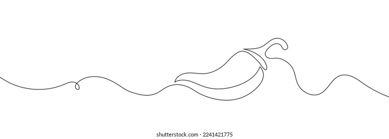 Red chilli. One line drawing on a white background. Vector illustration