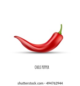 Red chilli paper isolated on white background. Healthy, hot and spicy organic food. Vector illustration. EPS 10