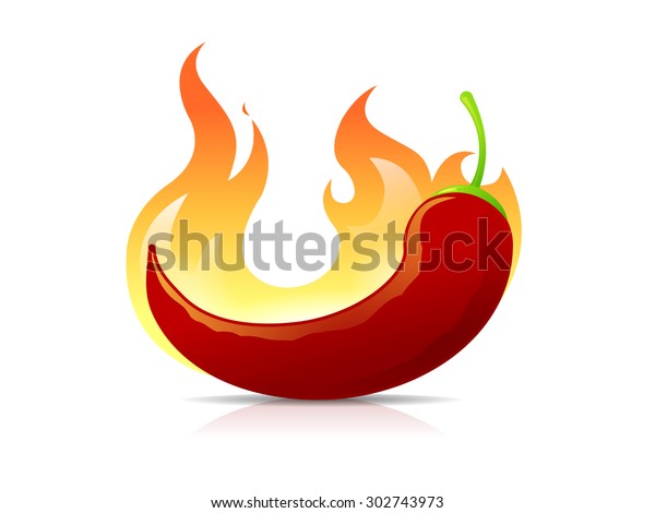 Red Chilli Pepper Burning Hot Flames Stock Vector Royalty Free 302743973