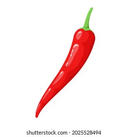 Pimienta picante roja en un dibujo animado de fondo blanco. Verdura cruda madura.